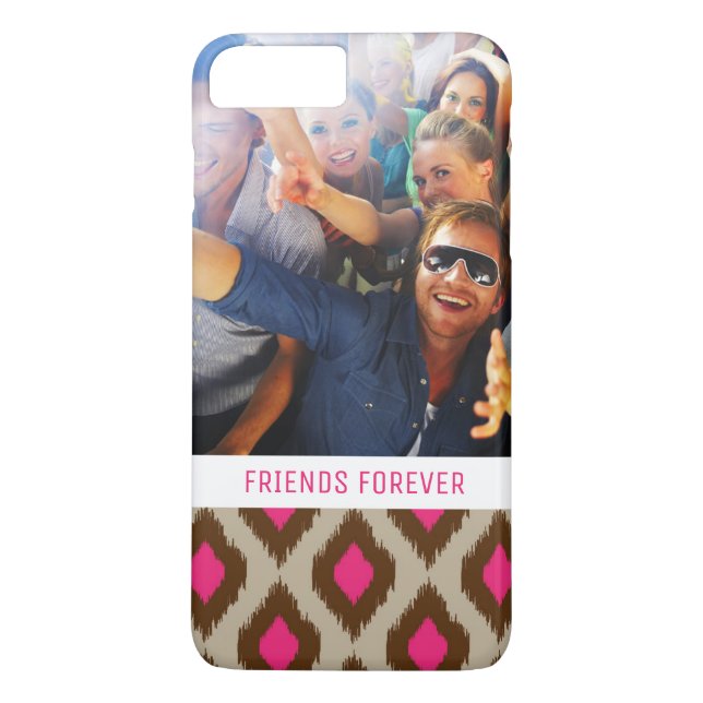 Custom Photo & Text Modern ikat pattern Case-Mate iPhone Case (Back)