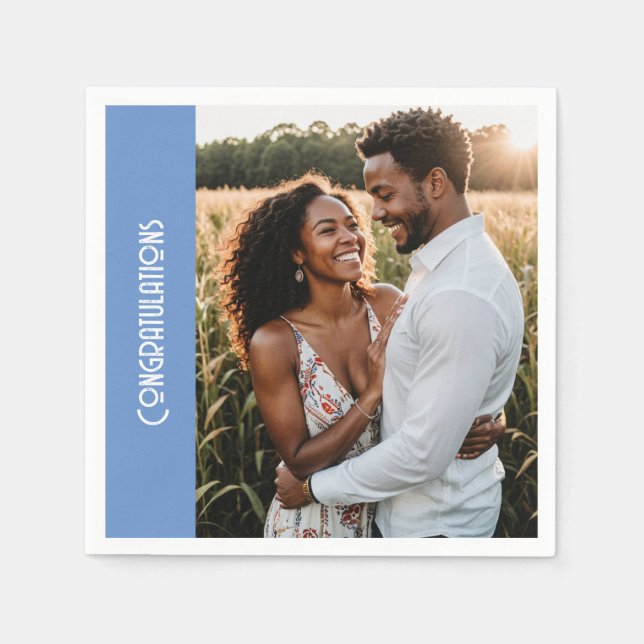 Custom Photo Text Napkin – Modern Engagement (Front)