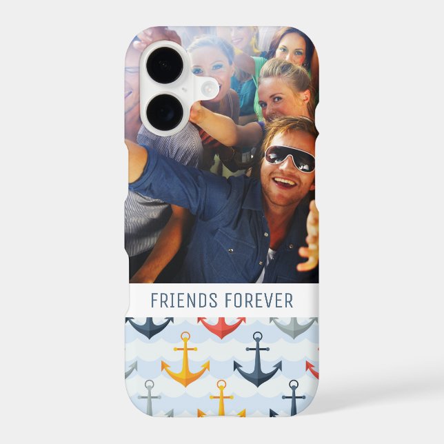 Custom Photo & Text Nautical Pattern with Anchors (Back)