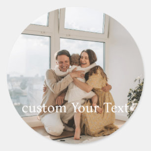 Custom photo text Personalised Classic Round Sticker