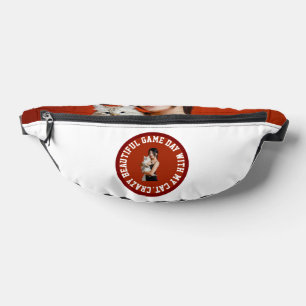 Custom Photo Text Pet Cat Mum Game Day White Red Bum Bags