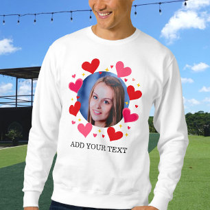 Custom Photo Text Red Love Hearts Personalised Sweatshirt