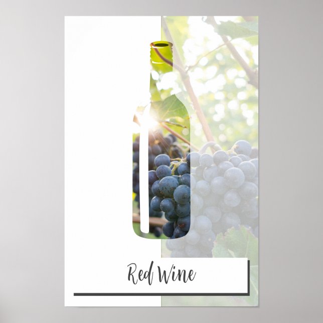 Custom Photo & Text Red Wine Bottle Cut Out Poster (Front)