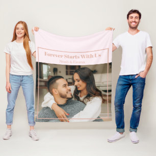 Custom Photo & Text Romantic Gift - Personalized Fleece Blanket