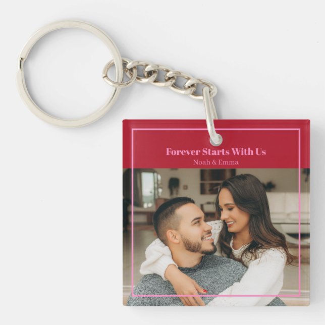 Custom Photo & Text Romantic Gift - Personalized  Key Ring (Front)