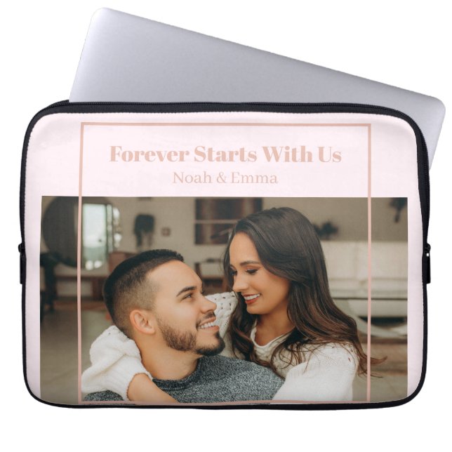 Custom Photo & Text Romantic Gift - Personalized  Laptop Sleeve (Front)
