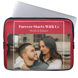 Custom Photo & Text Romantic Gift - Personalized Laptop Sleeve