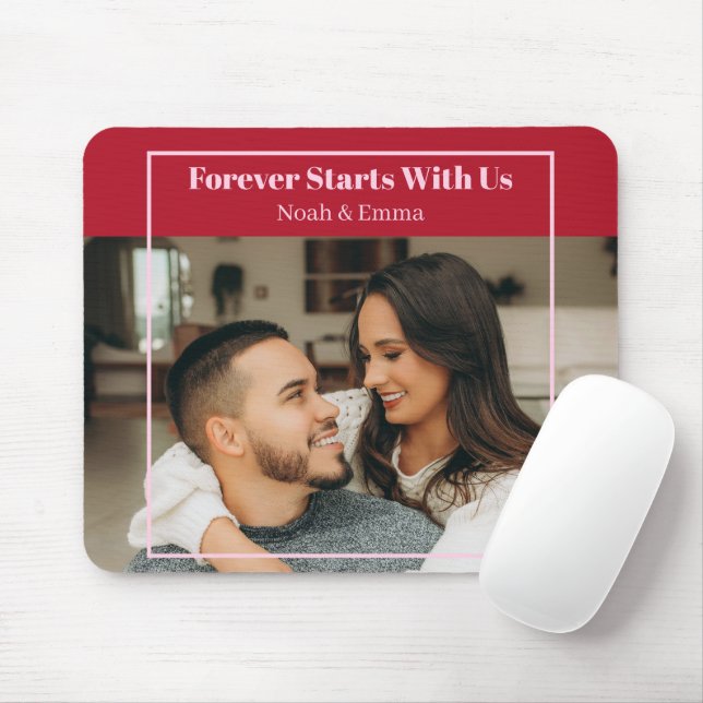 Custom Photo & Text Romantic Gift - Personalized  Mouse Pad (With Mouse)