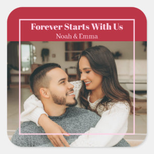 Custom Photo & Text Romantic Gift - Personalized Square Sticker