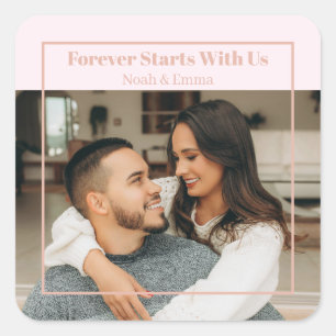 Custom Photo & Text Romantic Gift - Personalized  Square Sticker