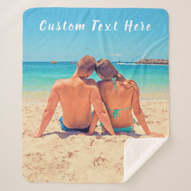 Custom Photo Text Sherpa Blanket Your Photos (Front)