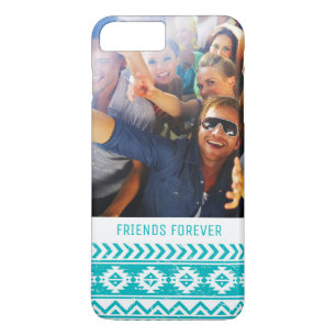 Custom Photo & Text Teal Aztec Tribal Pattern iPhone 8 Plus/7 Plus Case