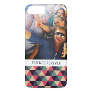 Custom Photo & Text Teal & Pink Triangle Pattern iPhone 8 Plus/7 Plus Case