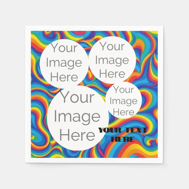 custom photo text template rainbow napkin (Front)