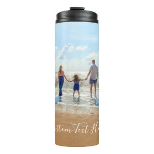 Custom Photo Text Thermal Tumbler - With Family