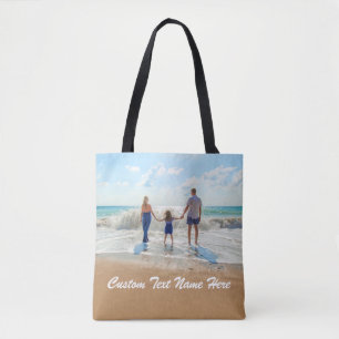 Custom Photo Text Tote Bag Your Favourite Photos