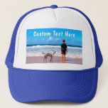 Custom Photo Text Trucker Hat with Your Pet Design<br><div class="desc">Custom Photo and Text - Your Own Design with Pets - Personalised Family / Friends or Personal Gift - Add Your Photo and Text - Resize and move or remove and add elements / text with customisation tool ! Choose / add your favourite font / text colour ! You can...</div>