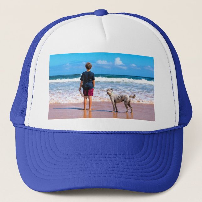 Custom Photo Text Trucker Hat Your Design With Pet (Front)