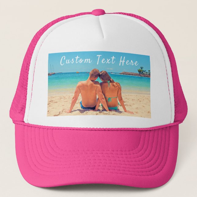 Custom Photo Text Trucker Hat Your Favourite Photo (Front)