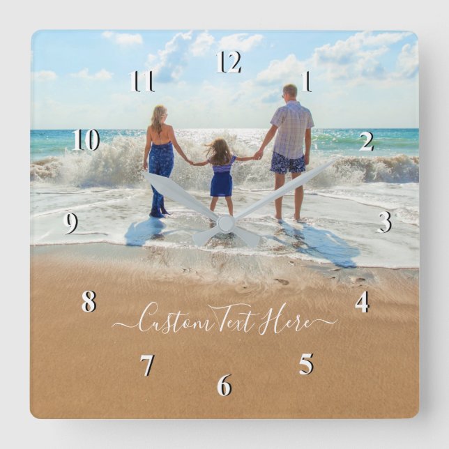 Custom Photo Text Wall Clock - Your Family Design (Front)