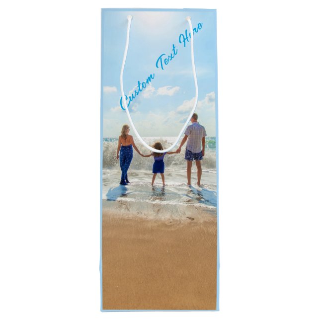Custom Photo Text Wine Gift Bag Your Family Photos (Back)