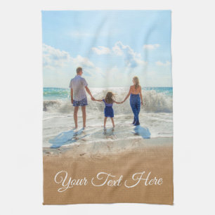 Custom Photo Text - Your Design - Family Vacation Tea Towel