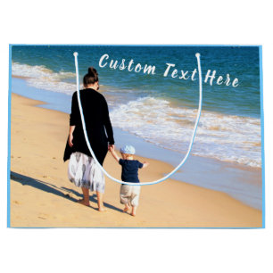 Custom Photo Text Your Family Photos MOM Large Gift Bag
