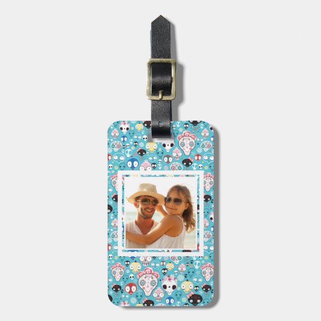 Custom Photo Texture laughing skull Luggage Tag (Front Vertical)