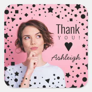 Custom Photo Than You Birthday  Square Sticker