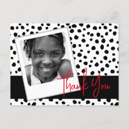 Custom Photo Thank You Black White Dalmatian Spots Postcard