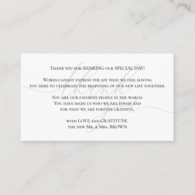 Custom Photo Thank You for sharing wedding day Enclosure Card (Front)