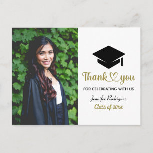 Custom Photo Thank You Graduation Cap Grad Postcard