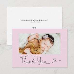 Custom Photo Thank you Heart Pink Baby shower  Card