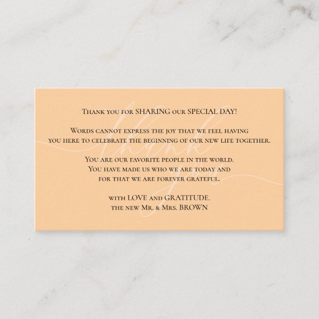 Custom Photo Thank You sharing wedding day Enclosure Card (Front)