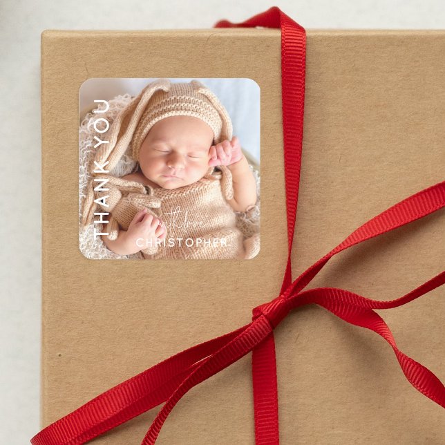 Custom Photo Thank You Square Sticker (Creator Uploaded)