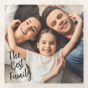 Custom Photo The Best Family Glass Coaster