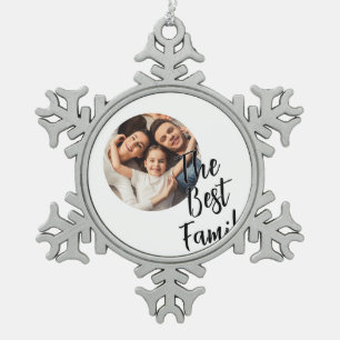 Custom Photo The Best Family Snowflake Pewter Christmas Ornament