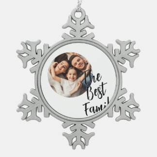 Custom Photo The Best Family Snowflake Pewter Christmas Ornament