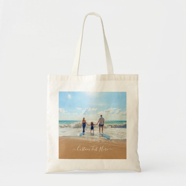 Custom Photo Tote Bag with Your Photos and Text (Front)