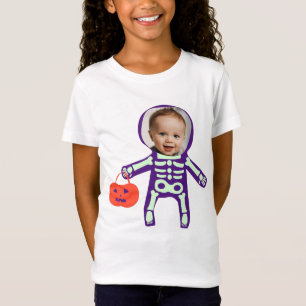 Custom photo trick or treat skeleton Halloween T-Shirt