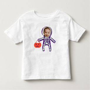 Custom photo trick or treat skeleton Halloween Toddler T-Shirt