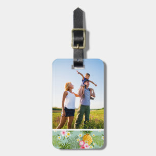 Custom Photo Tropical Flowers & Pineapples Luggage Tag