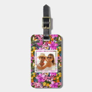 Custom Photo Tropical leaves and flowers Luggage Tag