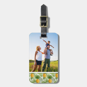 Custom Photo Tropical Palm Leaves & Pineapples Luggage Tag