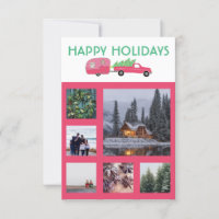 CUSTOM PHOTO Truck Camper Trailer Christmas Card