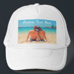 Custom Photo Trucker Hat with Your Photos and Text<br><div class="desc">Custom Photo and Text Hat - Your Own Design - Special - Personalised Family / Friends or Personal Trucker Hats / Caps Gift - Add Your Text and Photo - Resize and move or remove and add elements / image with Customisation tool. You can transfer this design to more than...</div>