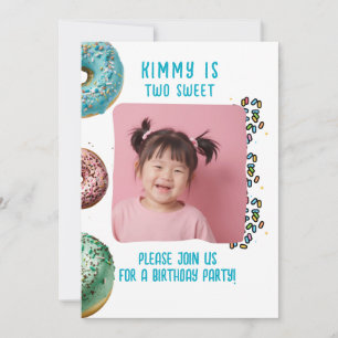 Custom Photo Two Cute 2nd Birthday Party Sprinkles Invitation