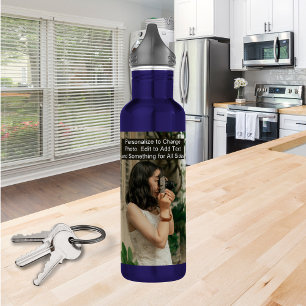 Custom Photo (Two Sides) Artwork Slogan Name 24oz 710 Ml Water Bottle