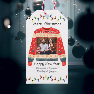 Custom Photo Ugly Christmas Sweater Gift Tags