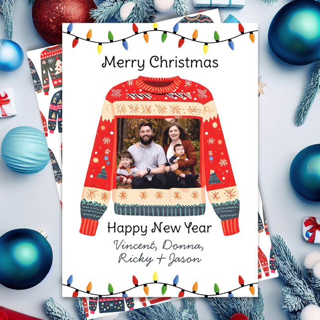 Custom Photo Ugly Christmas Sweater Holiday Card (Creator Uploaded)